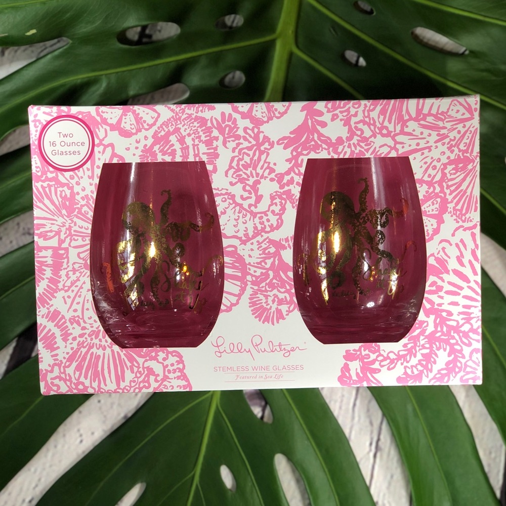 Lilly Pulitzer Stemless Wine Glasses - Picture 1 of 3